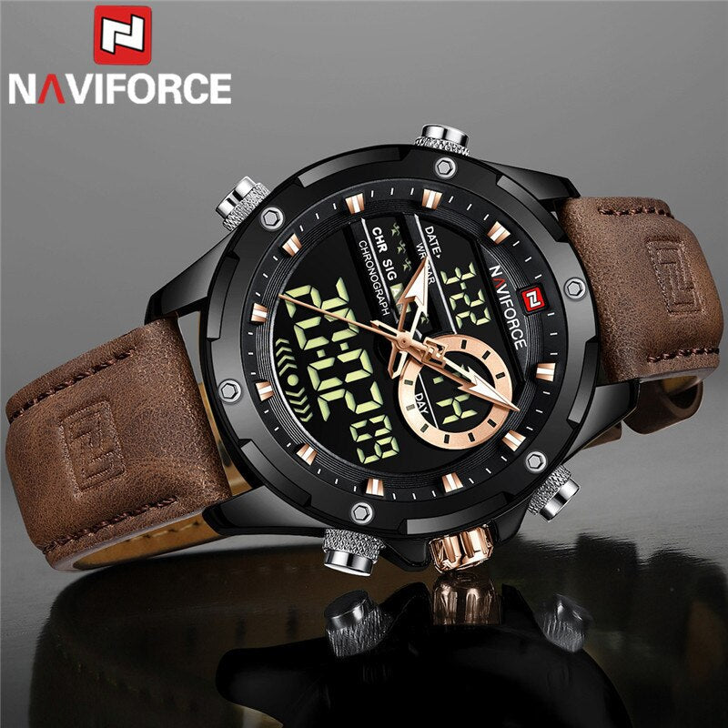 Naviforce hot sale watch leather