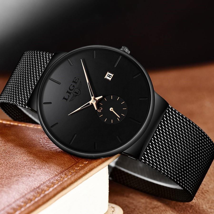 LIGE Men's Watch Casual Sports Brown Leather Watch Business Men's Calendar  Watch | eBay